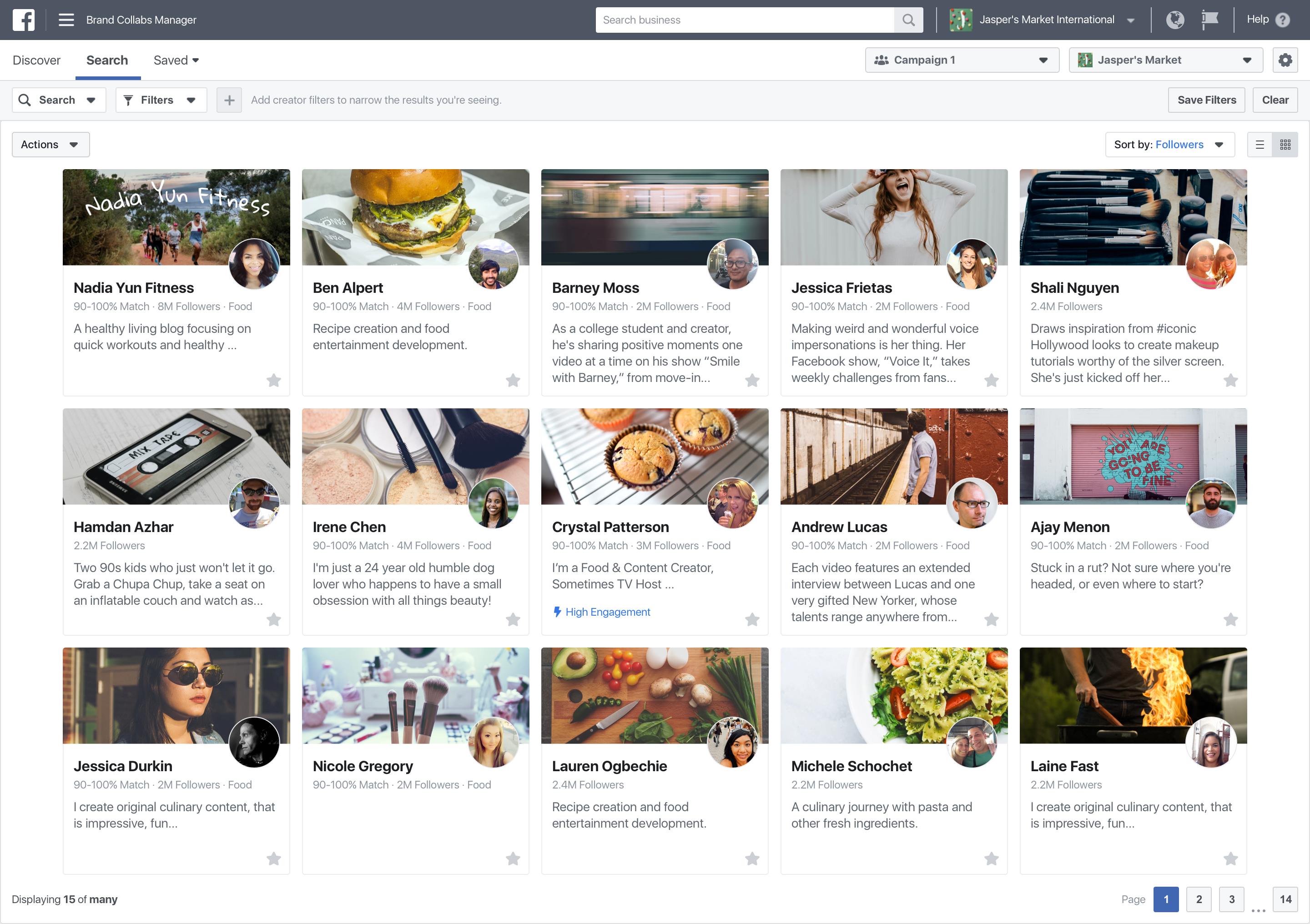 Brand Collabs Manager – Brand Search View
