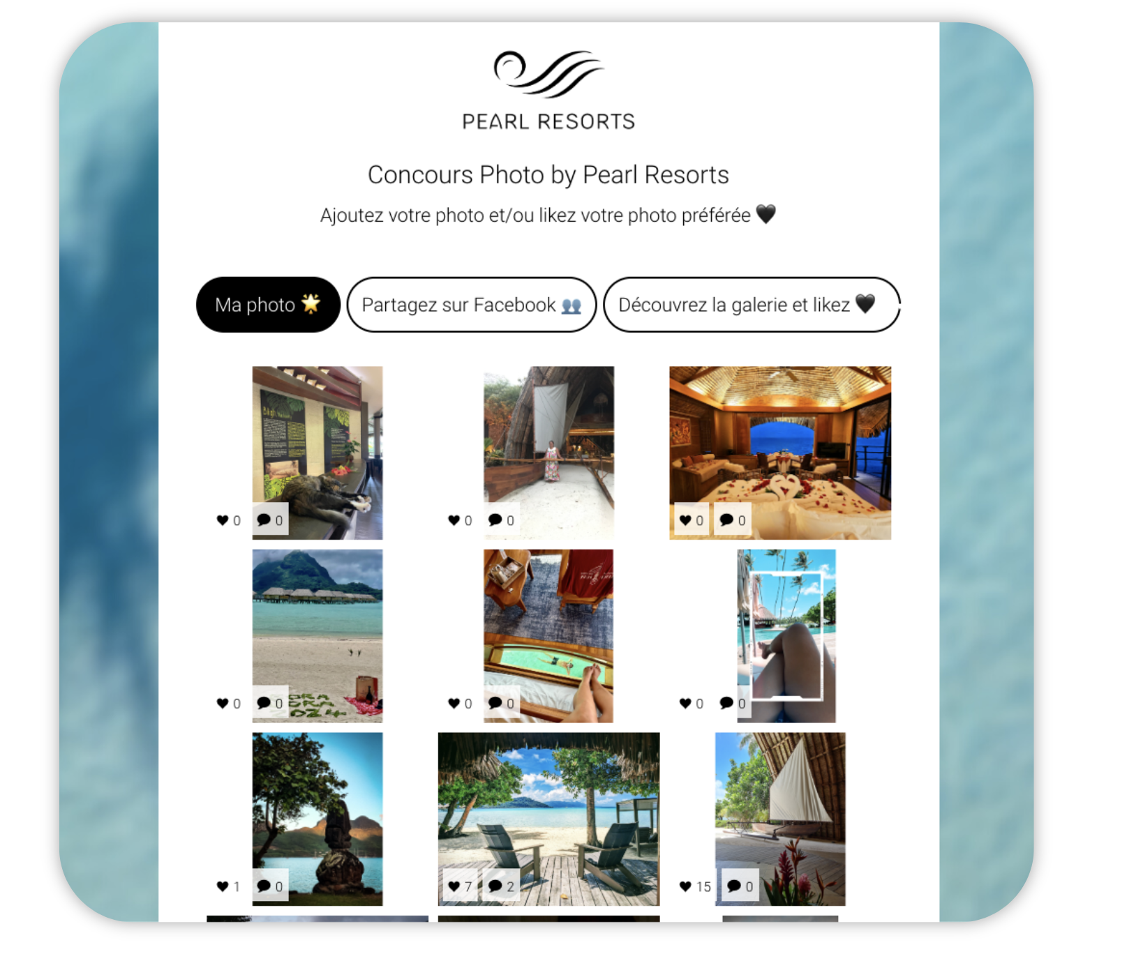 Pearl Resort - quiz marketing interactif